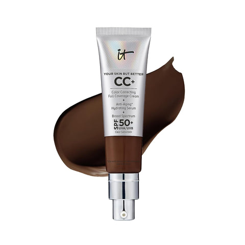 IT Cosmetics Your Skin but Better CC+ Cream - Color Correcting Cream, Full-Coverage Foundation, Hydrating Serum & SPF 50+ Sunscreen - Natural Finish - 1.08 Fl Oz