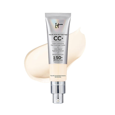 IT Cosmetics Your Skin but Better CC+ Cream - Color Correcting Cream, Full-Coverage Foundation, Hydrating Serum & SPF 50+ Sunscreen - Natural Finish - 1.08 Fl Oz