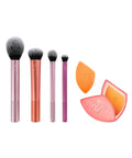 Real Techniques Makeup Brush Set with 2 Sponge Blenders, Multiuse Brushes, for Eyeshadow, Foundation, Blush, Highlighter, and Concealer, 6 Piece Makeup Brush Set