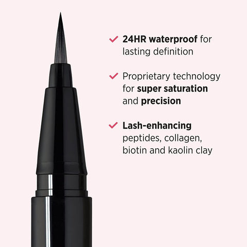 IT Cosmetics Superhero Liquid Eyeliner Pen, Black - 24-Hour Waterproof Formula Won’T Smudge or Fade - with Peptides, Collagen, Biotin & Kaolin Clay - 0.03 Fl Oz