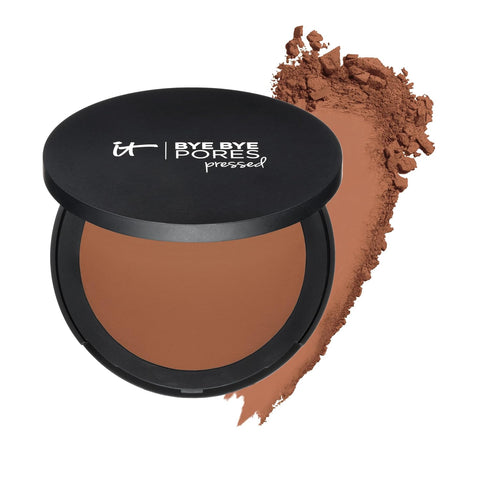 IT Cosmetics Bye Bye Pores Pressed Finishing Powder - Universal Shades - Contains Anti-Aging Peptides, Hydrolyzed Collagen & Antioxidants - 0.31 Oz