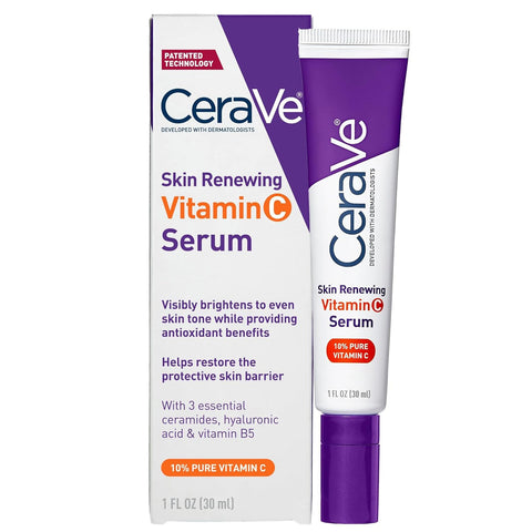 Cerave Vitamin C Serum with Hyaluronic Acid | Skin Brightening Serum for Face with 10% Pure Vitamin C | Fragrance Free | 1 Fl. Oz