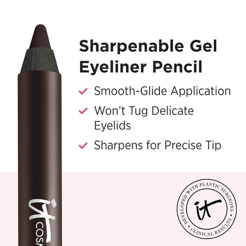 IT Cosmetics Superhero No-Tug Gel Eyeliner - Waterproof, Blendable Formula - All Day Wear - Sharpenable Eye Pencil - 0.042 Oz