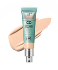 IT Cosmetics CC+ Cream Natural Matte Foundation with SPF 40 - Shine-Reducing & Long-Wear Full Coverage Foundation for Oily Skin - with Hyaluronic Acid - Fragrance Free & Non-Comedogenic - 1.08 Fl Oz