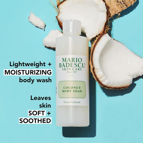 Mario Badescu Coconut Body Soap for All Skin Types | Nutrient Packed Body Wash That Cleanses Skin | Formulated with Coconut Fruit Extract & Jojoba Oil | 8 FL OZ