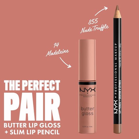 NYX PROFESSIONAL MAKEUP Butter Gloss, Non-Sticky Lip Gloss - Madeleine (Mid-Tone Nude)