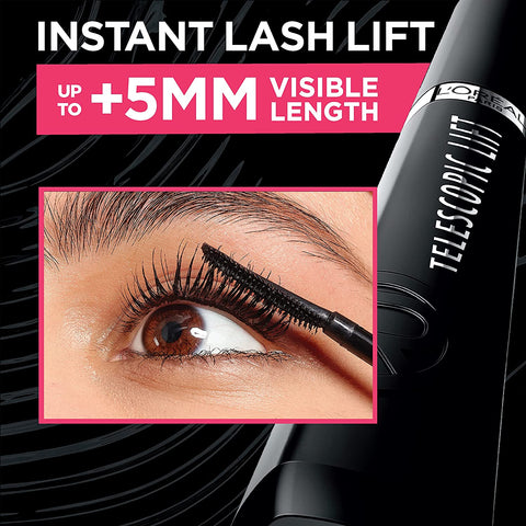 Telescopic Lift Mascara, Lengthening and Volumizing Eye Makeup, Lash Lift with up to 36HR Wear, Washable, Blackest Black, 0.33 Fl Oz