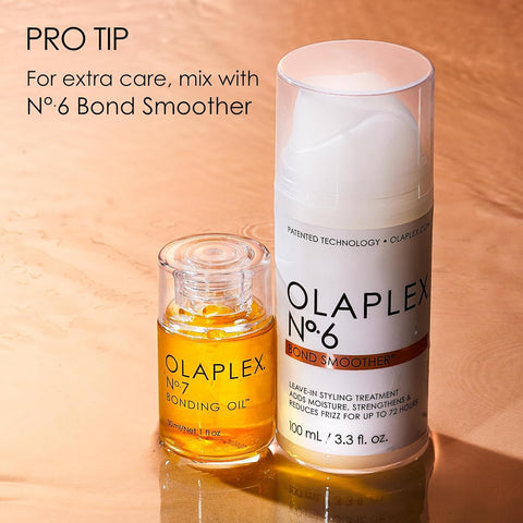 Olaplex No. 7 Bonding Oil, Concentrated High Shine Oil, Heat Protectant, Visibly Smooths & Softens Hair, Added Color Vibrancy, up to 72 Hour Frizz Control, for All Hair Types, 1 Fl Oz