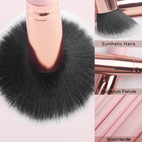 Real Perfection Makeup Brush Set 16 Pcs with 1 Eyebrow Razor Premium Synthetic Foundation Powder Concealers Eyeshadow Blush Makeup Brushes Make up Brushes Kit