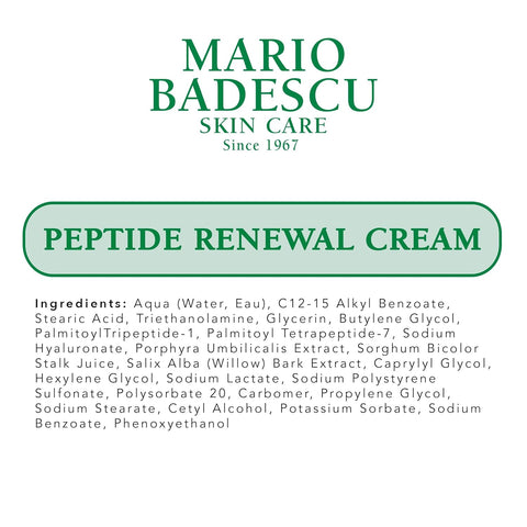 Mario Badescu Peptide Renewal Cream for Combination, Dry and Sensitive Skin | Anti-Aging Face Cream Formulated with Palmitoyl Tripeptide-1 & Sodium Hyaluronate | 1 Ounce