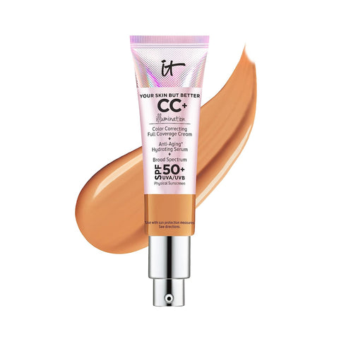 IT Cosmetics Your Skin but Better CC+ Cream Illumination - Color Correcting Cream, Full-Coverage Foundation, Hydrating Serum & SPF 50+ Sunscreen Radiant Finish 1.08 Fl Oz