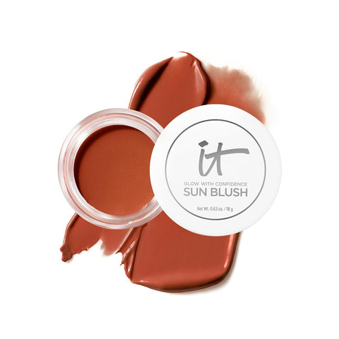 IT Cosmetics Glow with Confidence Sun Cream Blush - Blendable & Buildable Blush + Bronzer for a Pop of Sun-Blushed Color - 24HR Hydration with Hyaluronic Acid, Peptides & Vitamin E- 0.63 Oz