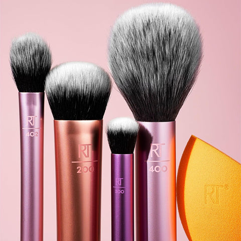 Real Techniques Makeup Brush Set with 2 Sponge Blenders, Multiuse Brushes, for Eyeshadow, Foundation, Blush, Highlighter, and Concealer, 6 Piece Makeup Brush Set