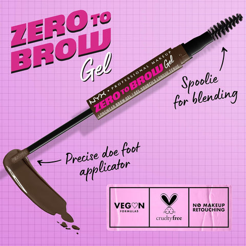 NYX PROFESSIONAL MAKEUP Zero to Brow, Longwear Eyebrow Gel, Espresso