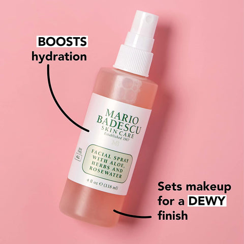 Mario Badescu Facial Spray with Aloe, Herbs and Rose Water for All Skin Types, Face Mist That Hydrates, Rejuvenates & Clarifies