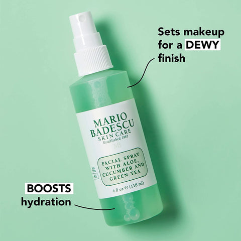 Mario Badescu Facial Spray with Aloe, Cucumber and Green Tea for All Skin Types, Face Mist That Hydrates & Invigorates