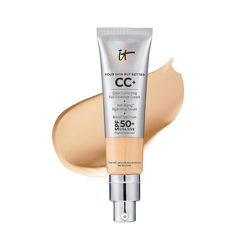 IT Cosmetics Your Skin but Better CC+ Cream - Color Correcting Cream, Full-Coverage Foundation, Hydrating Serum & SPF 50+ Sunscreen - Natural Finish - 1.08 Fl Oz