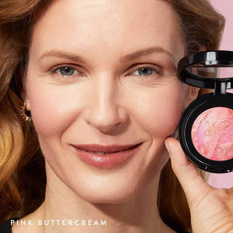 LAURA GELLER NEW YORK Baked Blush-N-Brighten Blush, Pink Buttercream + Modern Classic Cream Lipstick, Pink Passion