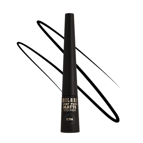 Milani Stay Put Matte Liquid Eyeliner - Black, Waterproof, 17H Wear, Cruelty-Free, Vegan, Smudgeproof, Long Lasting