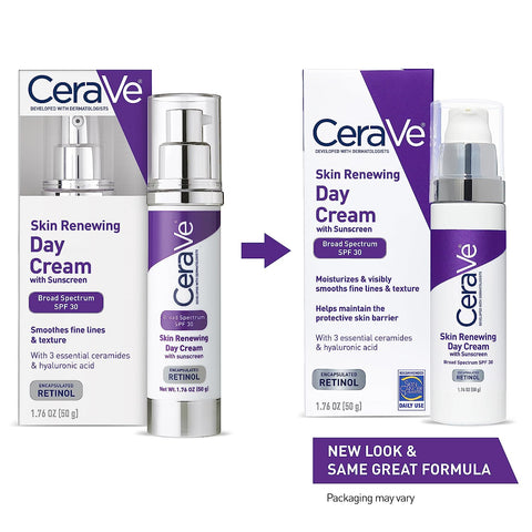 Cerave Anti-Aging Face Cream SPF 30 | Anti-Wrinkle Retinol Cream with Hyaluronic Acid and Ceramides | 1.76 Oz