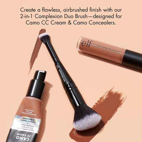 Complexion Duo Brush, Makeup Brush for Applying Foundation & Concealer, Creates an Airbrushed Finish, Made with Vegan, Cruelty-Free Bristles