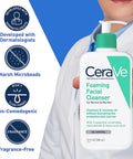 Cerave Foaming Facial Cleanser | Daily Face Wash for Oily Skin with Hyaluronic Acid, Ceramides, and Niacinamide| Fragrance Free | 16 Fluid Ounce