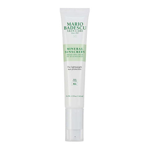 Mario Badescu Mineral Sunscreen SPF 30 for All Skin Types | Reef Safe, Oil-Free Moisturizer Formulated with Zinc Oxide, Hyaluronic Acid & Antioxidants | 1.5 Fl Oz