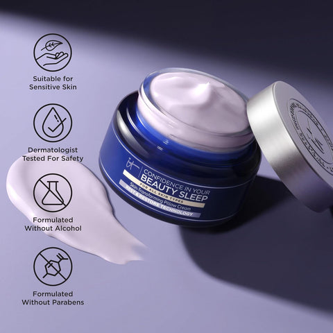 IT Cosmetics Confidence in Your Beauty Sleep Night Cream - Visibly Improves Fine Lines, Wrinkles, Dryness, Dullness & Loss of Firmness - with Hyaluronic Acid