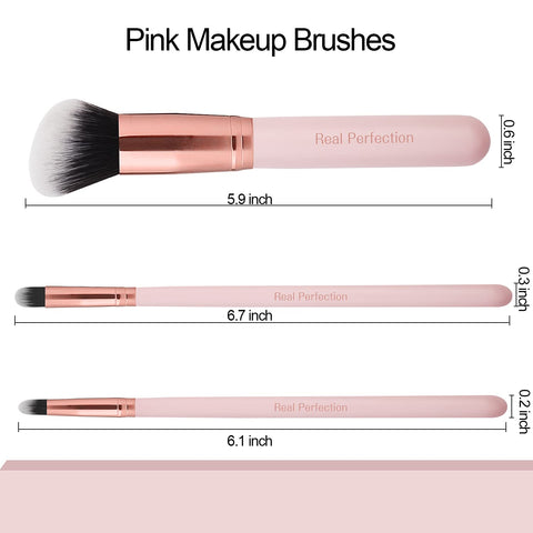 Real Perfection Makeup Brush Set 16 Pcs with 1 Eyebrow Razor Premium Synthetic Foundation Powder Concealers Eyeshadow Blush Makeup Brushes Make up Brushes Kit