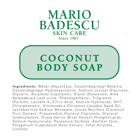 Mario Badescu Coconut Body Soap for All Skin Types | Nutrient Packed Body Wash That Cleanses Skin | Formulated with Coconut Fruit Extract & Jojoba Oil | 8 FL OZ