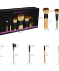 SHANY Bamboo Makeup Brush Set - Vegan Professional Makeup Brushes with Premium Synthetic Hair & Cotton Pouch for Easy Brush Storage - 7Pc