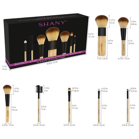 SHANY Bamboo Makeup Brush Set - Vegan Professional Makeup Brushes with Premium Synthetic Hair & Cotton Pouch for Easy Brush Storage - 7Pc