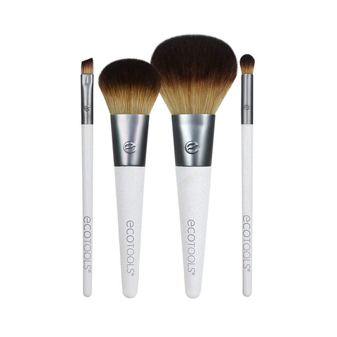 Ecotools On-The-Go Makeup Brush Kit, Travel-Friendly Brush Set, Mini-Size Makeup Tools for Powders, Blush, Bronzer, & Eyeshadows, Eco-Friendly, Synthetic Bristles, Cruelty-Free & Vegan, 5 Piece Set