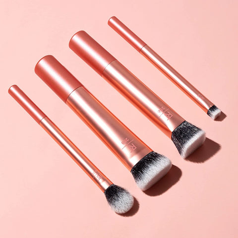 Real Techniques 4 Piece Face Base Makeup Brush Set, for Concealer, Foundation, Contour, & Setting Powder, Makeup Brushes for Blending & Buffing, & Sculpting, Travel Friendly, Gift Set, Cruelty-Free