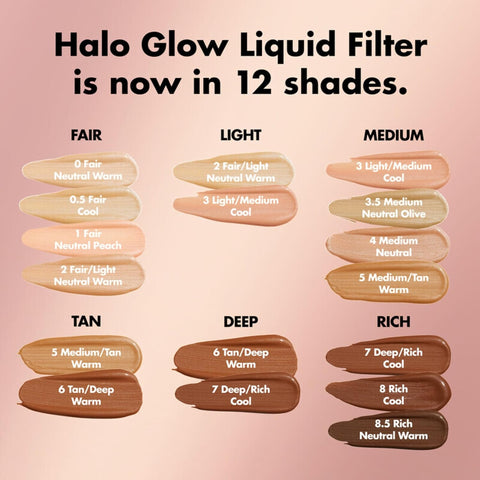 Halo Glow Liquid Filter, Complexion Booster for a Glowing, Soft-Focus Look, Infused with Hyaluronic Acid, Vegan & Cruelty-Free, 3 Light/Medium