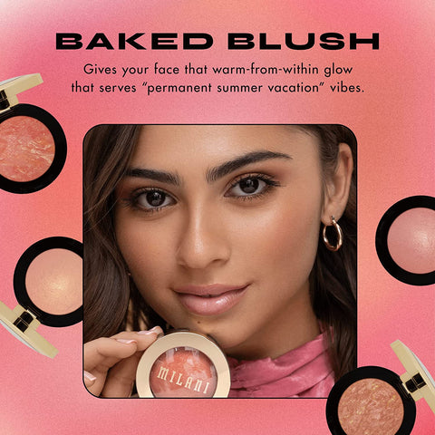 Milani Baked Blush - Corallina (0.12 Ounce) Cruelty-Free Powder Blush - Shape, Contour & Highlight Face for a Shimmery or Matte Finish