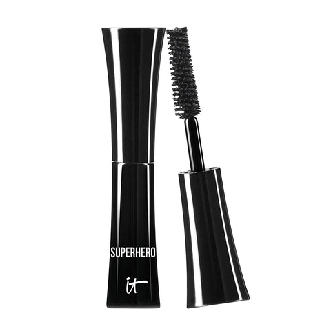 IT Cosmetics Superhero Mascara – Super Elastic Stretch Black Mascara for Volume & Length - Volumizing Mascara with Collagen, Biotin & Peptides – Suitable Makeup Mascara for Sensitive Eyes