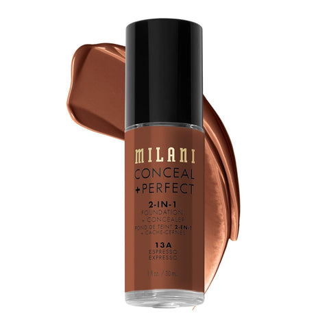 Milani Conceal + Perfect 2-In-1 Foundation + Concealer - Creamy Vanilla (1 Fl. Oz.) Cruelty-Free Liquid Foundation - Cover Under-Eye Circles, Blemishes & Skin Discoloration for a Flawless Complexion