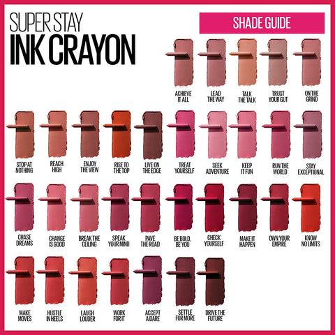 Maybelline Super Stay Ink Crayon Lipstick Makeup, Precision Tip Matte Lip Crayon with Built-In Sharpener, Longwear up to 8Hrs, Achieve It All, Brown Nude, 1 Count