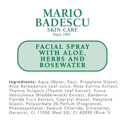 Mario Badescu Facial Spray with Aloe, Herbs and Rose Water for All Skin Types, Face Mist That Hydrates, Rejuvenates & Clarifies