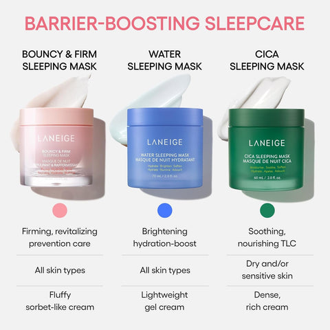 LANEIGE Cica Sleeping Mask: Korean Overnight Mask, Hypoallergenic, Fermented Forest Yeast Extract, Madecassosides, Soothe Stressed Skin, Barrier-Boosting, Dryness, Redness