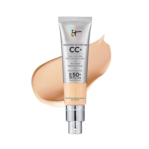 IT Cosmetics Your Skin but Better CC+ Cream - Color Correcting Cream, Full-Coverage Foundation, Hydrating Serum & SPF 50+ Sunscreen - Natural Finish - 1.08 Fl Oz