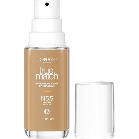 True Match Super-Blendable Foundation, Medium Coverage Liquid Foundation Makeup, N3, Light Medium, 1 Fl Oz