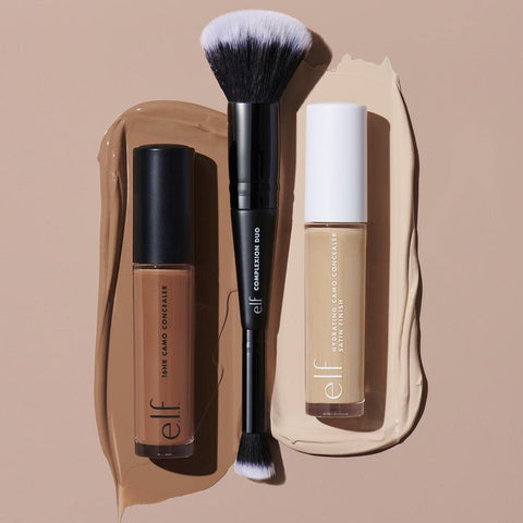 Complexion Duo Brush, Makeup Brush for Applying Foundation & Concealer, Creates an Airbrushed Finish, Made with Vegan, Cruelty-Free Bristles