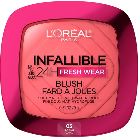 Infallible up to 24H Fresh Wear Soft Matte Blush, Blendable, Long-Lasting and Waterproof Cheek Make Up, Confident Pink 10, 0.31 Oz