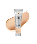 IT Cosmetics Your Skin but Better CC+ Cream Travel Size - Color Correcting Cream, Full-Coverage Foundation, Hydrating Serum & SPF 50+ Sunscreen - Natural Finish - 0.4 Fl Oz