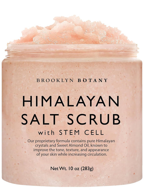 Brooklyn Botany Himalayan Salt Body Scrub - Moisturizing and Exfoliating Body, Face, Hand, Foot Scrub - Fights Stretch Marks, Fine Lines, Wrinkles - Great Gifts for Women & Men - 10 Oz