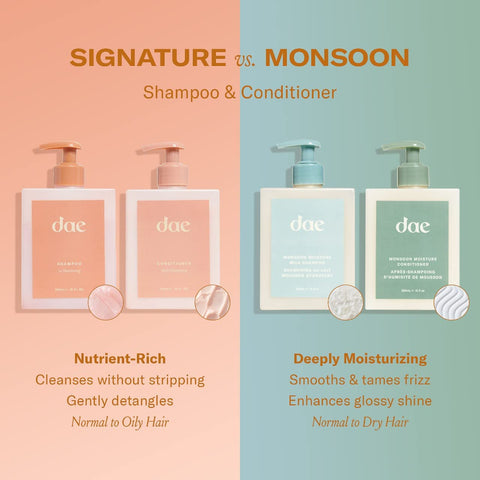 DAE Monsoon Moisture Milk Hydrating Shampoo - Hydrates, Calms Frizz, Softens, Helps Prevent Damage (10 Oz)