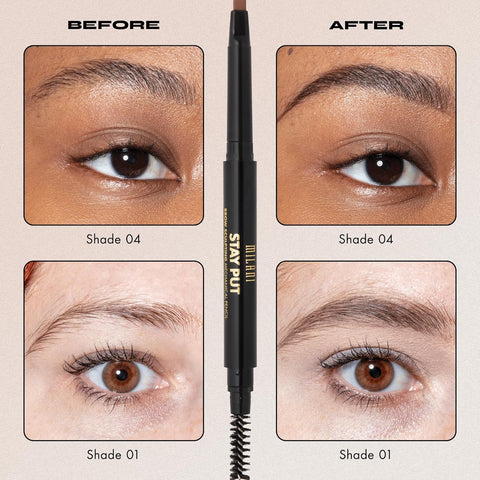 Milani Stay Put Brow Sculpting Mechanical Pencil - Medium Brown (0.01 Ounce) Cruelty-Free Long-Lasting Eyebrow Pencil That Defines and Shapes Brows