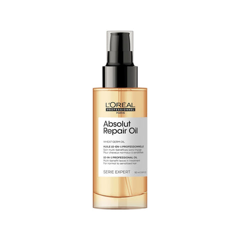 L'Oreal Professionnel Absolut Repair 10-In-1 Leave-In Oil | Nourishes, Resurfaces & Repairs | with Quinoa & Proteins | for Dry & Damaged Hair | 3.04 Fl. Oz.